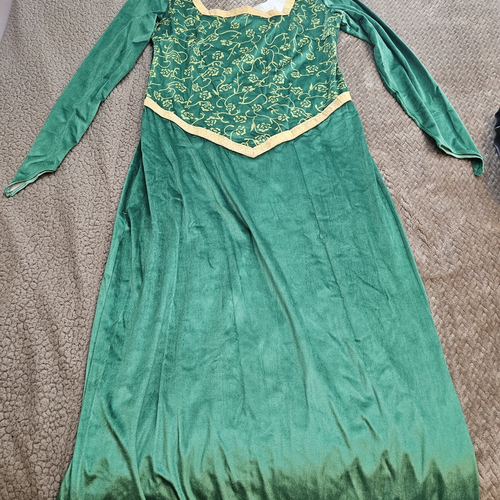 Princess Fiona Shrek Elegant Green and Gold Women's Dress